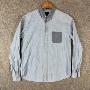 J.Crew Shirt Mens Large Chambray Pocket Casual Slim Long Sleeve Button Up Preppy
